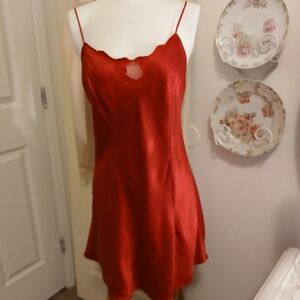 Vintage Victorias Secret 100%Silk Red Slip
